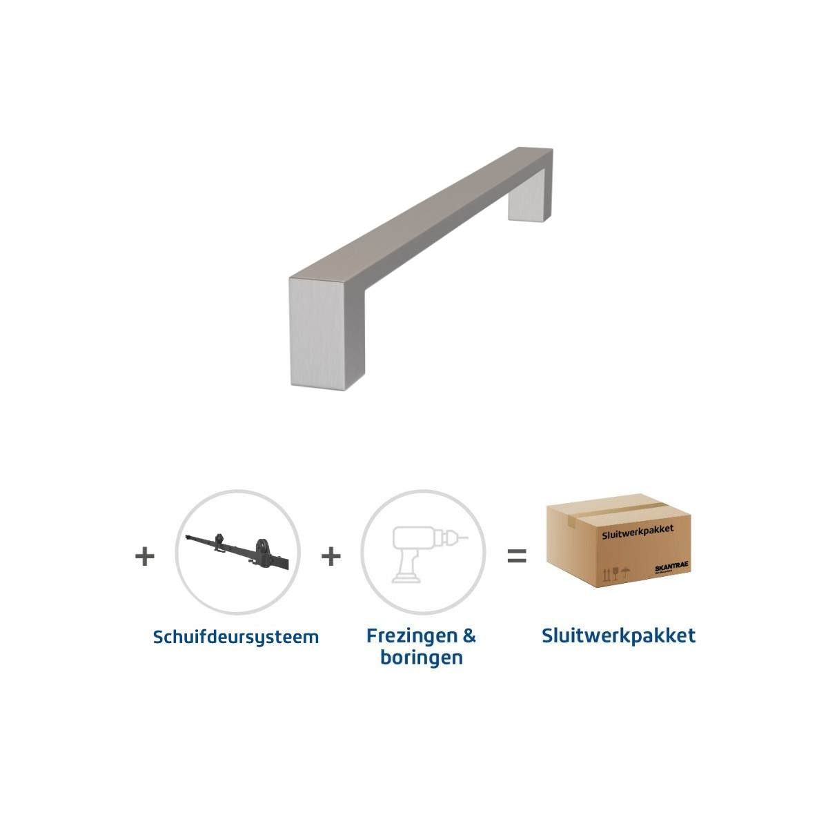 Sluitwerkpakketten met Deurgreep 28x300 Quadrate RVS